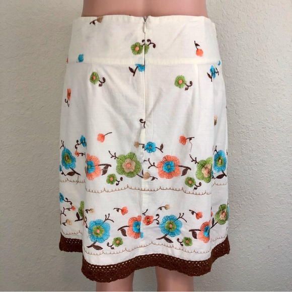 Heart Soul Y2k Cream Embroidered Flower Macrame Skirt - Picture 2 of 16